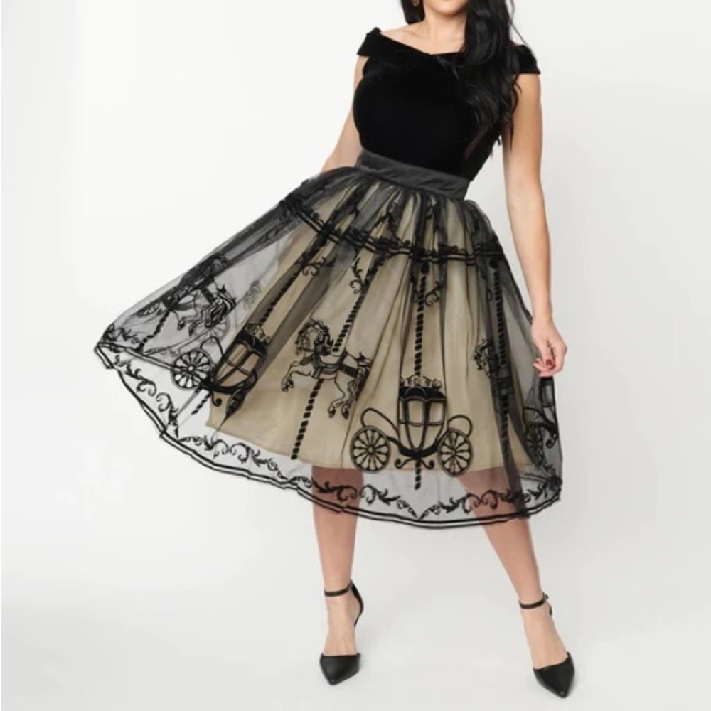 Carousel Sheer Brilliance Swing Skirt by Unique Vintage XS/2 SOLD OUT NWT